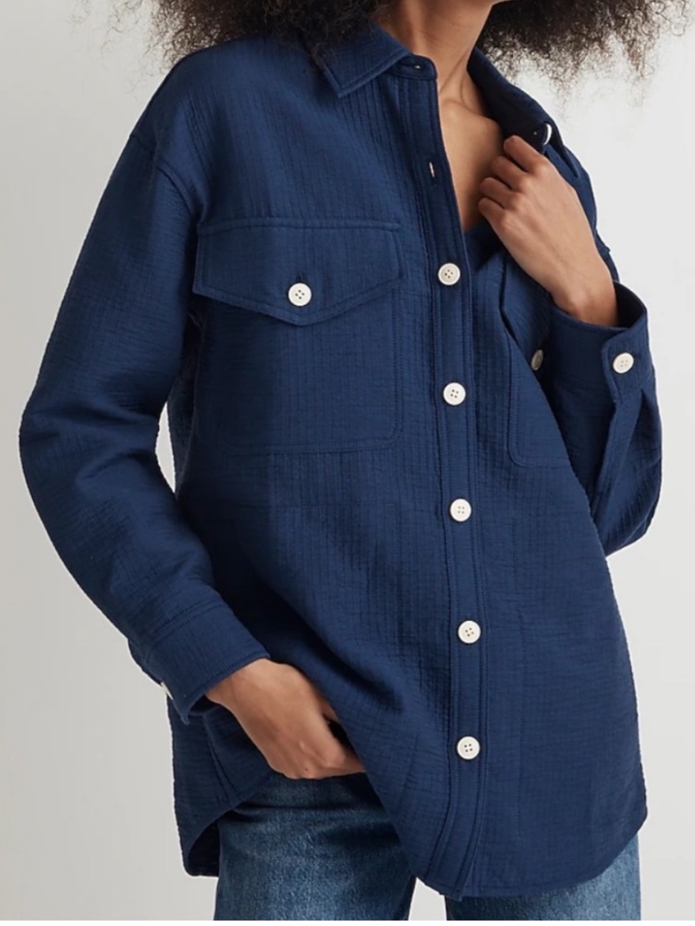 Madewell‎ Oversized Shacket Blue Shirt Jacket Cotton Blend Normcore Minimalist